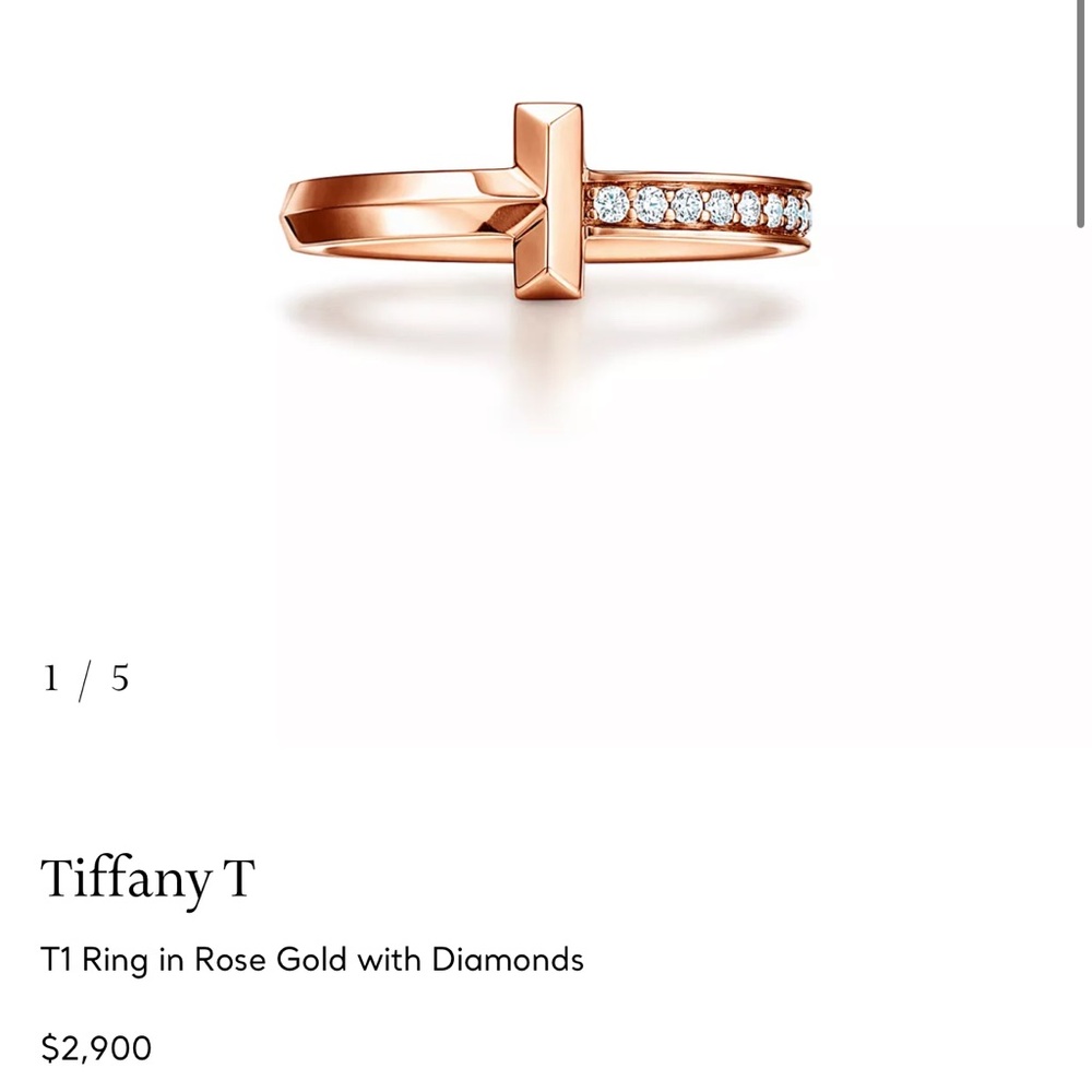 Tiffany & Co. Rose Gold T ring with diamonds